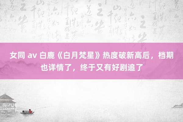 女同 av 白鹿《白月梵星》热度破新高后，档期也详情了，终于又有好剧追了