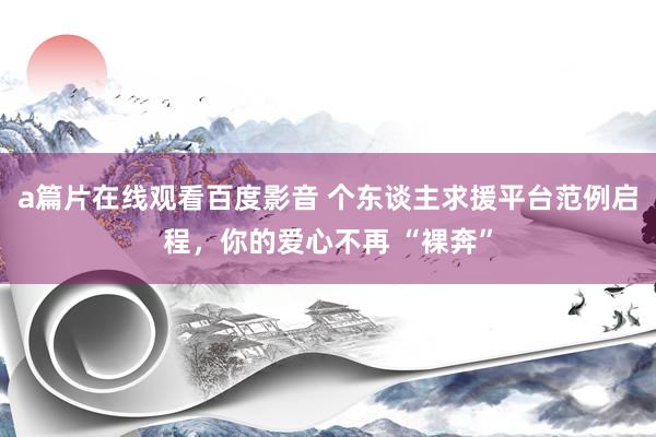 a篇片在线观看百度影音 个东谈主求援平台范例启程，你的爱心不再 “裸奔”