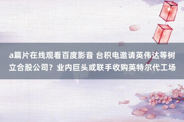 a篇片在线观看百度影音 台积电邀请英伟达等树立合股公司？业内巨头或联手收购英特尔代工场