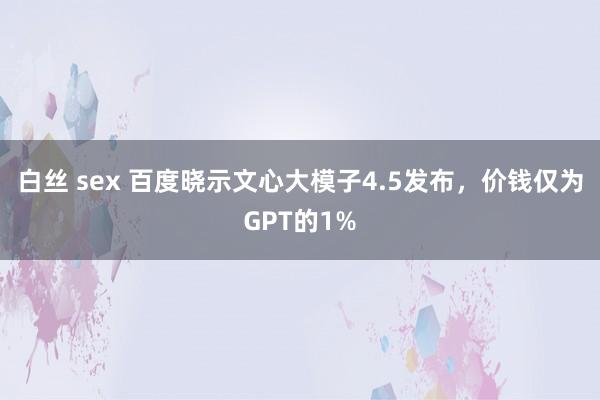 白丝 sex 百度晓示文心大模子4.5发布，价钱仅为GPT的1%
