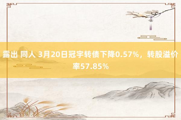 露出 同人 3月20日冠宇转债下降0.57%，转股溢价率57.85%