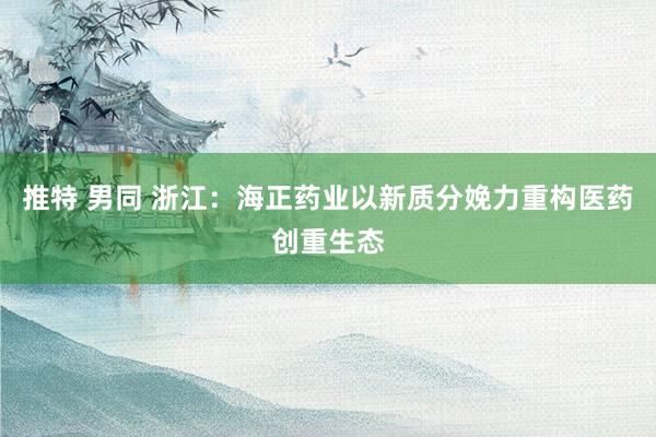 推特 男同 浙江：海正药业以新质分娩力重构医药创重生态