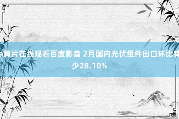a篇片在线观看百度影音 2月国内光伏组件出口环比减少28.10%