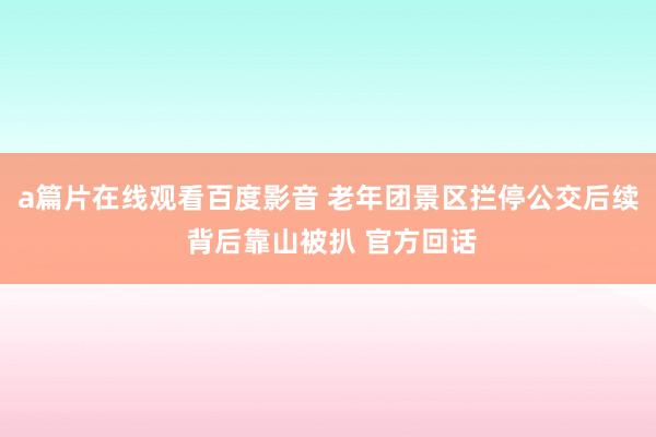 a篇片在线观看百度影音 老年团景区拦停公交后续 背后靠山被扒 官方回话