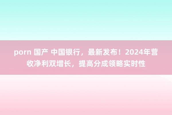 porn 国产 中国银行，最新发布！2024年营收净利双增长，提高分成领略实时性