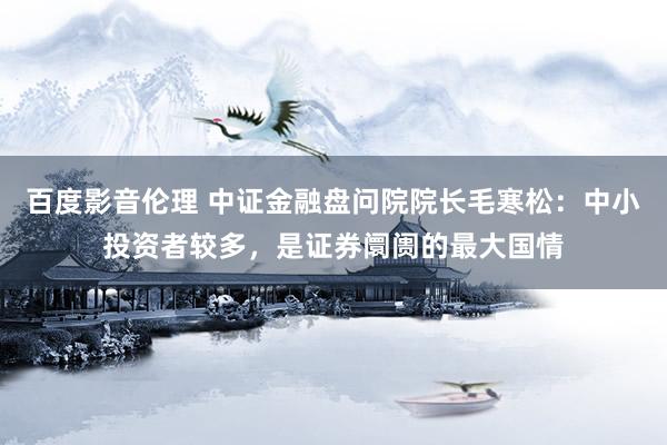 百度影音伦理 中证金融盘问院院长毛寒松：中小投资者较多，是证券阛阓的最大国情