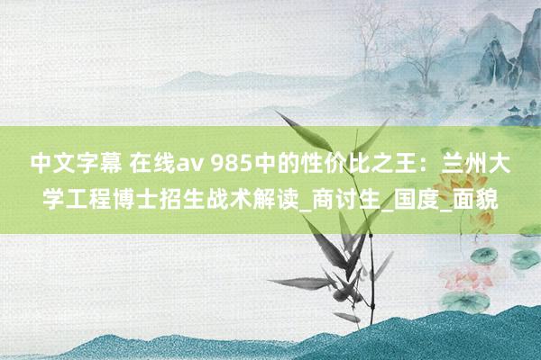 中文字幕 在线av 985中的性价比之王：兰州大学工程博士招生战术解读_商讨生_国度_面貌