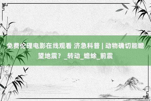 免费伦理电影在线观看 济急科普 | 动物确切能瞻望地震？_转动_蟾蜍_前震