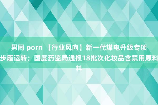 男同 porn 【行业风向】新一代煤电升级专项步履运转；国度药监局通报18批次化妆品含禁用原料