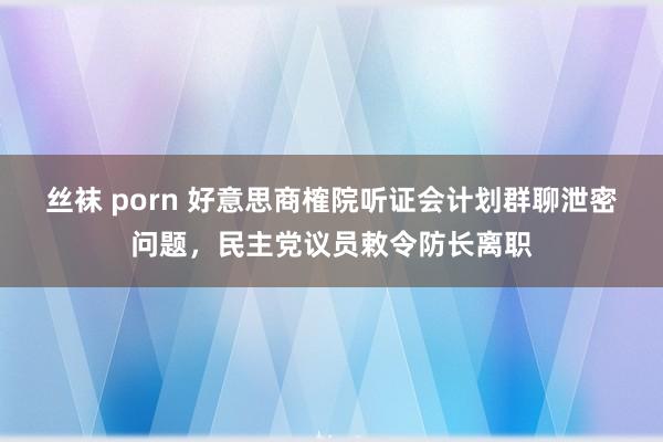 丝袜 porn 好意思商榷院听证会计划群聊泄密问题，民主党议员敕令防长离职