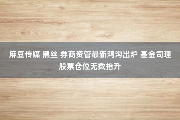 麻豆传媒 黑丝 券商资管最新鸿沟出炉 基金司理股票仓位无数抬升